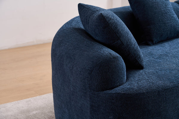 English Elm Compression Compression Sponge Sofa Curved Modular Sectional with 30D High-Density Chenille Sleeper for Cozy Apartment Living Room Comfort and Safe Rounded Design Antique Blue W2231S00019