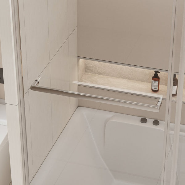 English Elm 56-60 in Frameless Bypass Tub Shower Door Soft Close Tempered Glass Brushed Nickel W1920P385331