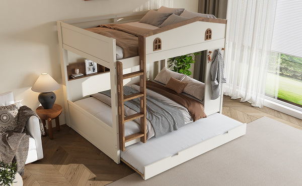 English Elm Twin Xl Solid Pine Loft Bed with Built-in Led Lighting and Storage Shelves W1580S00392