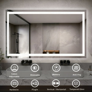 English Elm 60" X 36" Led Vanity Mirror Dual Front Back Lighting Dimmable Anti-fog Bathroom W1920P493145