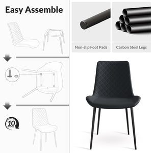 English Elm Black Pu Leather Dining Chair Set Of 4 - Modern, Ergonomic, Durable With Metal Legs For Comfort T3967P379333