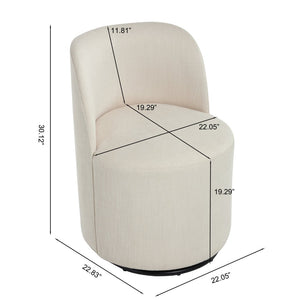 English Elm Set Swivel Barrel Accent Chair Armless Linen Upholstered Compact Seat for Dining Vanity Bedroom Beige W3244P454053