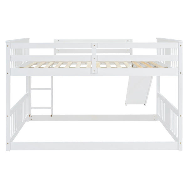 English Elm Full Over Kids Bunk Bed with Built-in Slide Ladder Pine Frame Gray Finish LT100208AAK