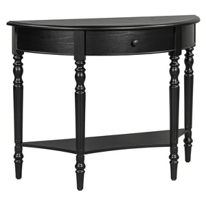 English Elm Trexm Farmhouse Half Moon Entryway Console with Drawer Open Shelf Pine Legs Black N715P383795B