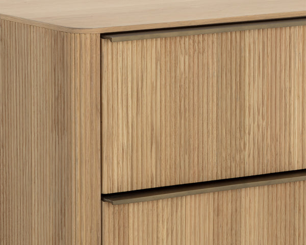 Sunpan Kalla Nightstand - Elegant Design with Steel Base, Soft Closing Drawers & Unique Wood Character Rustic Oak
