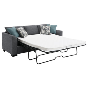English Elm Pacheco Upholstered Sleeper Sectional with Chaise and Pullout Bed, Patterned Pillows & Sturdy Frame Grey B062P375540