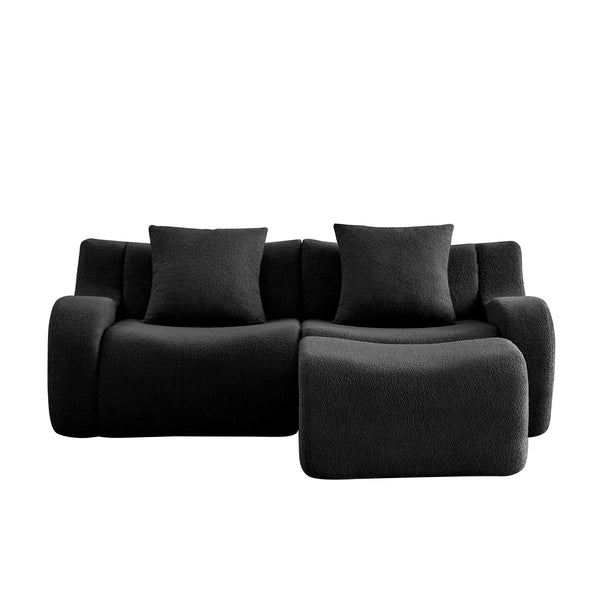 English Elm L-Shaped Teddy Fabric Sofa - Ergonomic 2-Seat Design, No Assembly, Cloud-Like Comfort For Any Room W714S01456