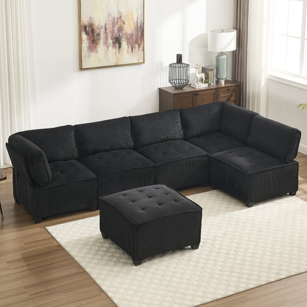 English Elm United We Win U-Shaped Modular Sectional Sofa With Reversible Chaise – 6-Seater Comfort For Any Room W1568S00159-GIGA