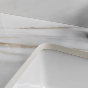 English Elm 37 Inch Marble Vanity Top - Elegant Carrara White Finish With Undermount Sink & 4" Backsplash Design W2699P192442