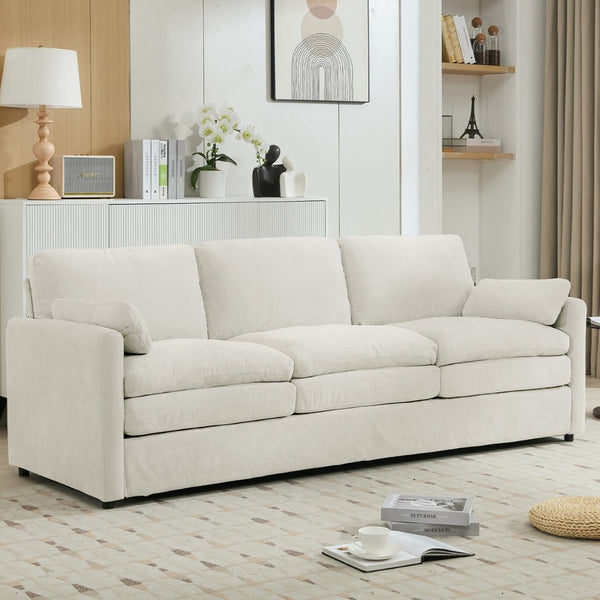English Elm 101.2" Modular Chenille Sectional Sofa with Tufted Cushions and Deep Seating for Living Room Beige N719S001922A