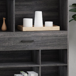 English Elm Christopher Knight Home® - CUBE Contemporary Cube Unit Bookcase in Grey Oak with Faux Wood, Iron Legs, Shelves, Drawer & Cabinets 66446.00