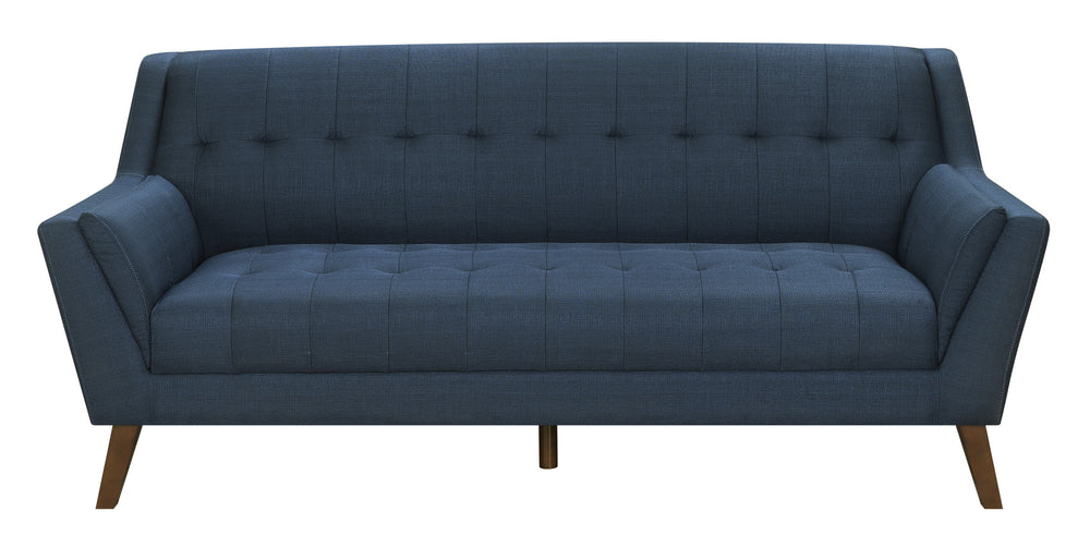 English Elm Wallace & Bay - Blue Mid-Century Sofa in Navy Peacock Fabric — 80" Wide, Easy-Care Upholstery, Stylish Comfort for Living Rooms B361P384453