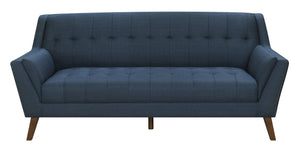 English Elm Wallace & Bay - Blue Mid-Century Sofa in Navy Peacock Fabric — 80" Wide, Easy-Care Upholstery, Stylish Comfort for Living Rooms B361P384453