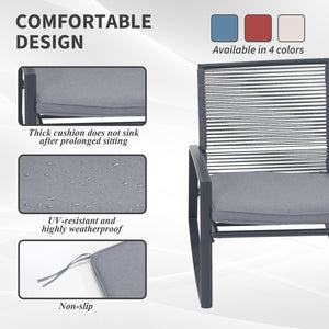 English Elm 2-person Weatherproof Outdoor Patio Bistro Metal Rocking Conversation Set with Table, Rust-Proof Elegance Grey W1859P360037
