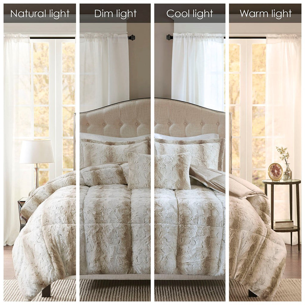 English Elm Full/Queen Zuri 4PC Faux Fur Comforter Set – Reversible Faux Mink, Hypoallergenic, OEKO-TEX Certified Plush Luxury B03597020