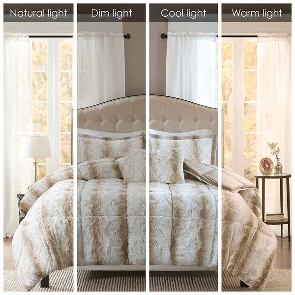 English Elm Full/Queen Zuri 4PC Faux Fur Comforter Set – Reversible Faux Mink, Hypoallergenic, OEKO-TEX Certified Plush Luxury B03597020