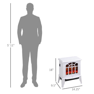 English Elm Homcom Electric Fireplace Stove - 18" Portable Heater With Realistic Flames & Safety Features, White W2225P229197