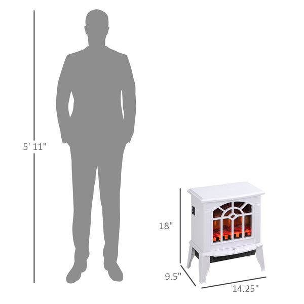 English Elm Homcom Electric Fireplace Stove - 18" Portable Heater With Realistic Flames & Safety Features, White W2225P229197