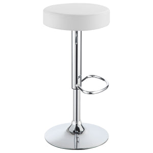 English Elm Ramses Adjustable Chrome Base White Backless Bar Stool — Sleek Leatherette Seat, Space-Saving Comfort B062P344918