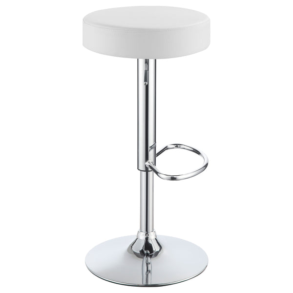 English Elm Ramses Adjustable Chrome Base White Backless Bar Stool — Sleek Leatherette Seat, Space-Saving Comfort B062P344918