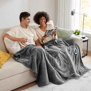 JLA Home Beautyrest - Throw Beautyrest Oversized Heated Microlight to Berber Reversible Throw with Secure Comfort Tech, Low EMF, 5-Year Warranty BR54-0415