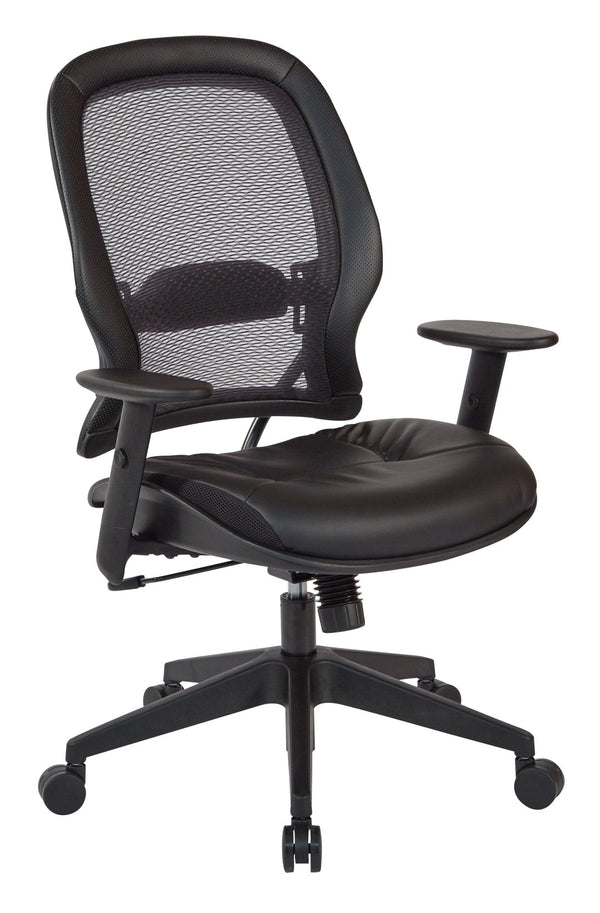 OSP Home Furnishings Executive High Back Office Chair with Mesh Bonded Leather Seat and Lumbar Support 5790E