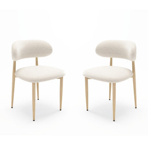 English Elm Dining Chair Set with Wood Grain Metal Frame Upholstered Seat Modern Farmhouse Kitchen Cream W3316P449682