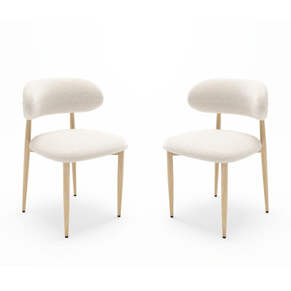 English Elm Dining Chair Set with Wood Grain Metal Frame Upholstered Seat Modern Farmhouse Kitchen Cream W3316P449682