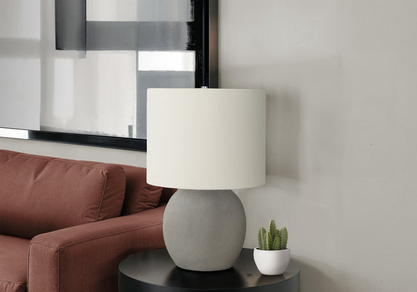 English Elm Lighting, Textured Ceramic Table Lamp with Fabric Shade and 3-Way Rotary Switch for Ambient Glow Grey 14 L x 14 W x 17 H B2710P220091