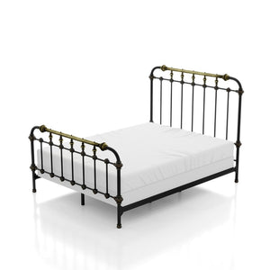 English Elm Transitional Metal King Bed Spindle Headboard in Black with Gold Accent Detail B2741P476063