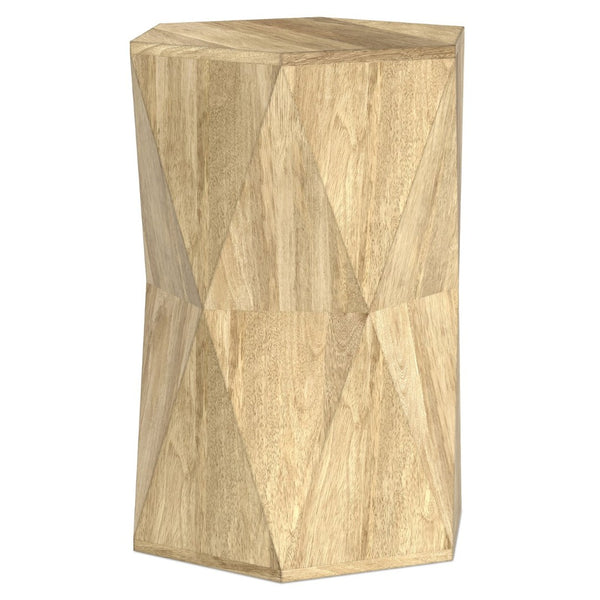 English Elm Mckinley Solid Mango Wood Geometric Side Table Sculptural Accent for Modern Living B136P419895