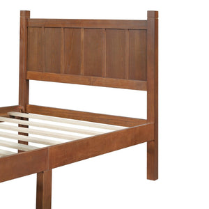 English Elm Twin Platform Bed Vertical Slat Headboard Farmhouse Shaker Wood Grain Finish Bedroom Walnut N733P422478D