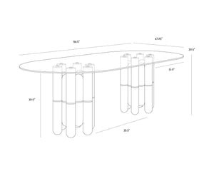 Sunpan Yanna Dining Table - 94.5" Eclectic Design With Glass, Mindi Wood & Stainless Steel Accents For Style Brown Glass 111550