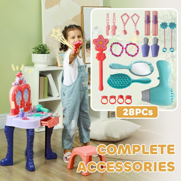 English Elm Qaba Kids Vanity Set With Mirror, Music & Lights - 20 Accessories For Creative Toddler Playtime! W2225P249753-GIGA