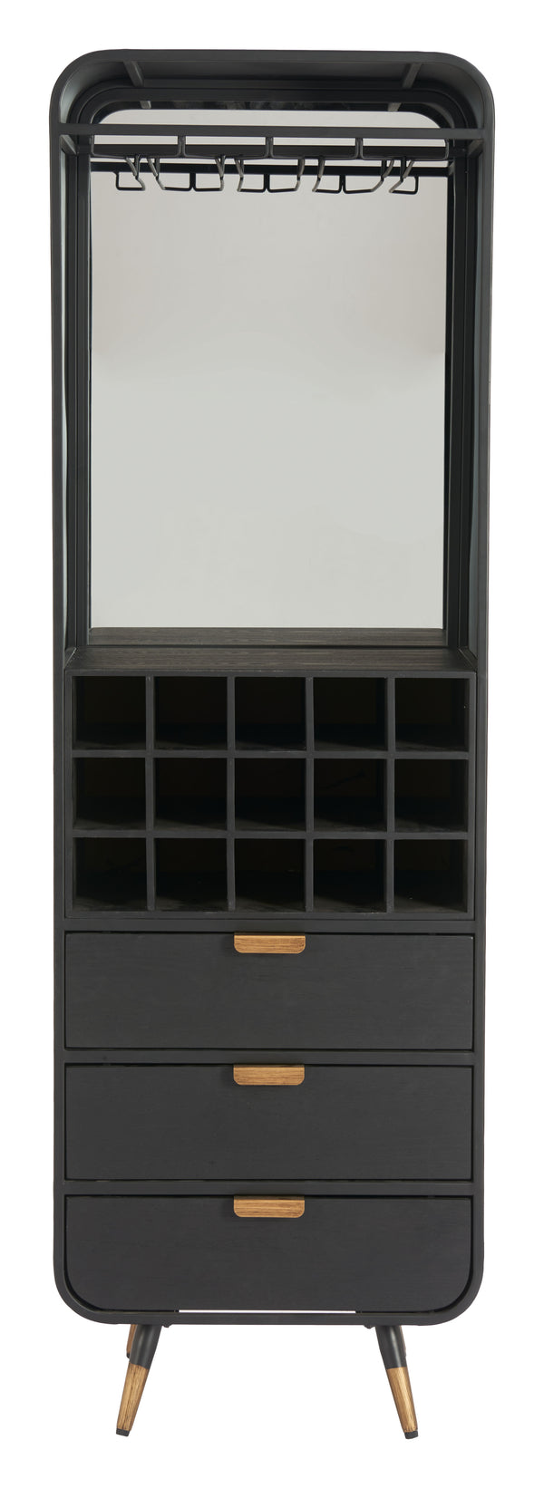Zuo Modern Magara Bar Cabinet Black - Stylish Fir Wood & Steel Design With Mirror Glass For Modern Elegance Black Fir Wood,Mdf,Glass,Steel 110731-zuo-modern