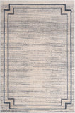Unique Loom Oasis Fountain Machine Made Border Rug Gray, Ivory/Beige/Navy Blue 6' 0" x 9' 0"