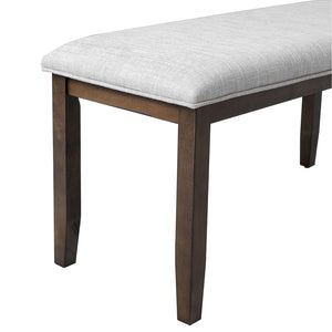 English Elm Upholstered Bench with Padded Seat and Solid Wood Legs, 39.75" Contemporary Entryway and Bedroom Accent Piece Beige+Brown N752P271804D