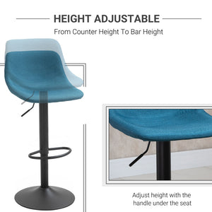 English Elm Homcom Swivel Barstools Set of 2 Foam Cushioned Adjustable Height Kitchen Counter Seats W2225P229384