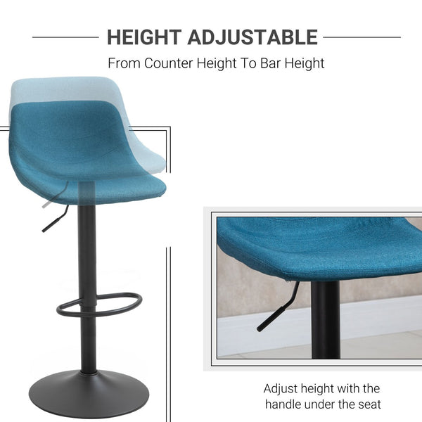 English Elm Homcom Swivel Barstools Set of 2 Foam Cushioned Adjustable Height Kitchen Counter Seats W2225P229384