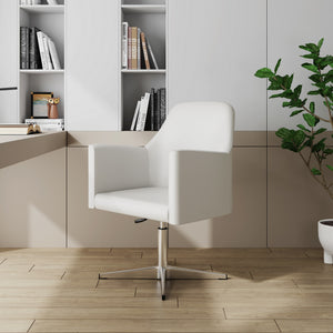 English Elm Pelo Vegan Leather Swivel Lounge Chair with Adjustable Height, Polished Chrome Base & Foam Comfort White B365P397965