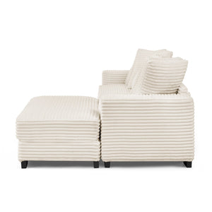 English Elm Corduroy Tufted Sleeper Sectional Sofa – L-Shaped Modular Design With Customizable Footrests In Beige W487S00342