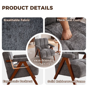 English Elm Mid-century Modern Chenille Accent Chair Cloud Silhouette Oak Frame Living Room Lounge Grey W1170P425433