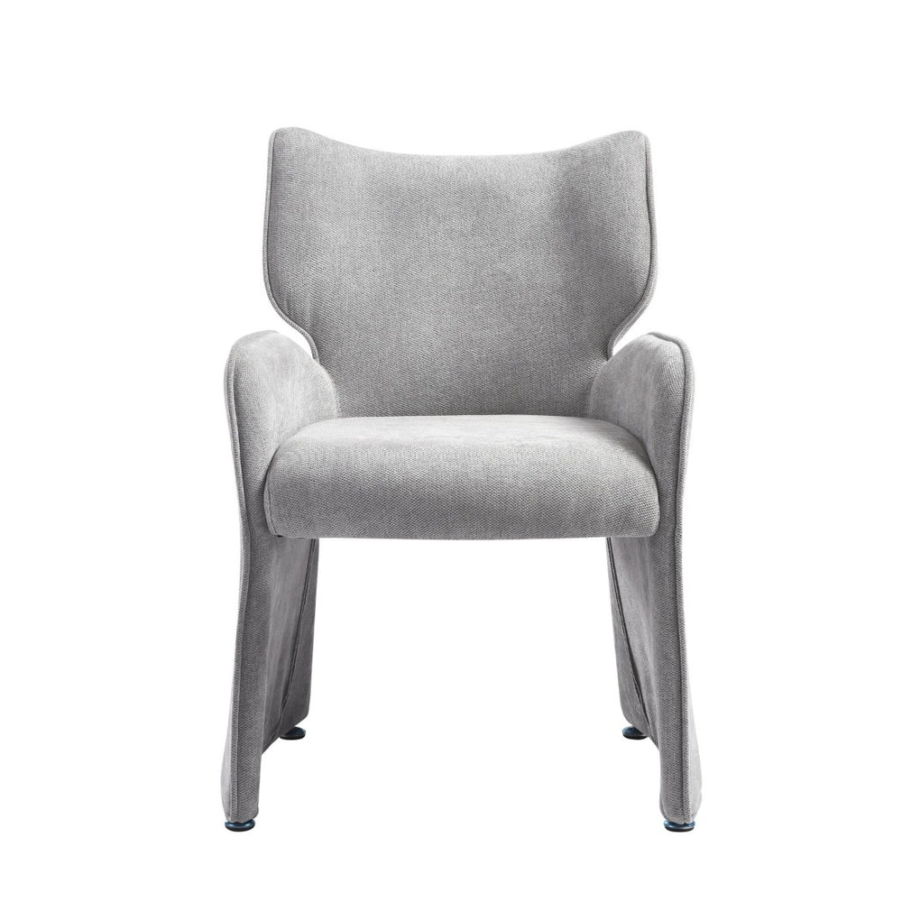 English Elm Alicia Sculptural Wraparound Upholstered Dining Chair with Curved Sled Base for Modern Rooms Gray B2736P464806