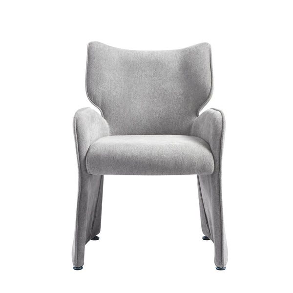 English Elm Alicia Sculptural Wraparound Upholstered Dining Chair with Curved Sled Base for Modern Rooms Gray B2736P464806