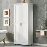 Adjusted DurangoWhite Storage Cabinet with Adjustable Shelves & Two Doors - MDF for Bathroom & Office