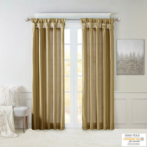 English Elm Twist Emilia Lined Faux Silk Window Curtain Panel 50x108 with Twist Tab Top, Privacy Lining, Sheen Bronze 3 L x 10.04 W x 9.06 H B03598092