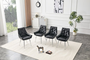 English Elm Crocodile Textured Pu Leather Accent Chair Diamond Tufted with Chrome Metal Legs W3493P456316