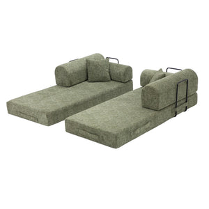 English Elm Convertible Bouclé Floor Sofa Bed Loveseat Daybed for Studio Living Room Green W5532P458419