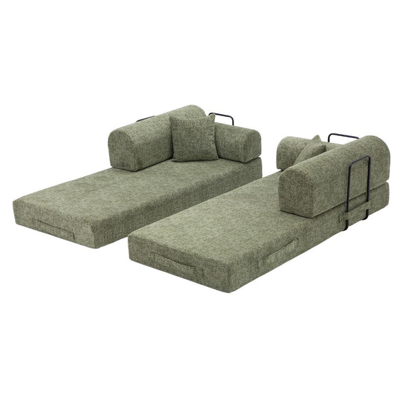 English Elm Convertible Bouclé Floor Sofa Bed Loveseat Daybed for Studio Living Room Green W5532P458419