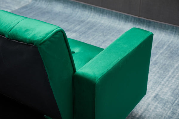 English Elm Sofa Bed Velvet Upholstered Convertible with Gold Metal Legs for Studio Spaces Green B205P246431